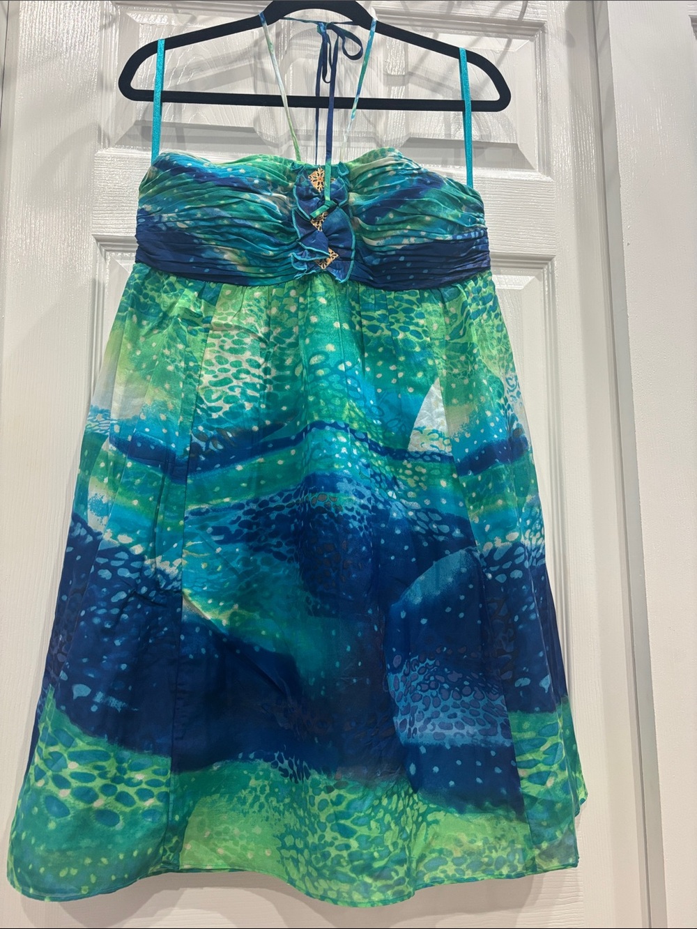 Nine West Blue and Green Halter Sundress